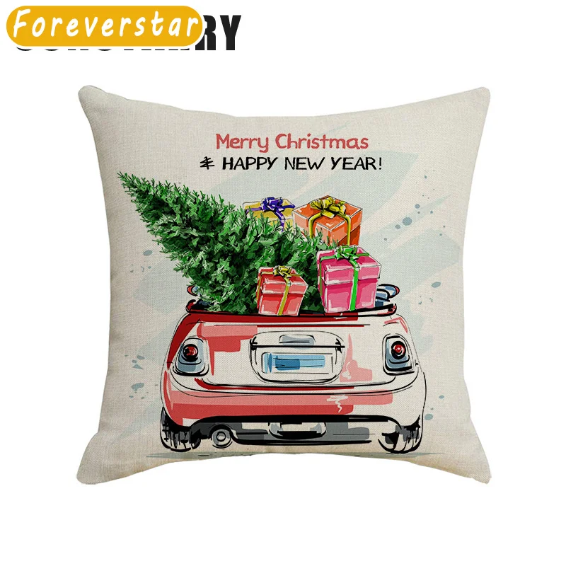 

2023 Christmas Tree Pillow Case 45x45cm Linen Cushion Cover Christmas Decoration Gift Sofa Bed Home Decor Funda Cojin Cojines