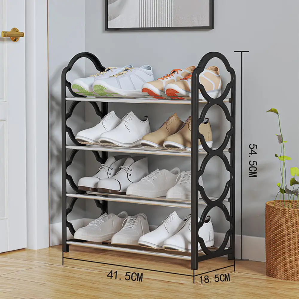 4 Tiers X-Shaped Shoe Rack For Home Steel Assembly Shoecase For