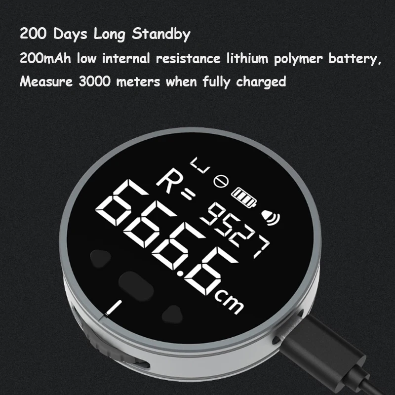 Electric Ruler Mini Rolling Measure Tools Electronic Digital Tape Rechargeable Distance Meter LCD Display