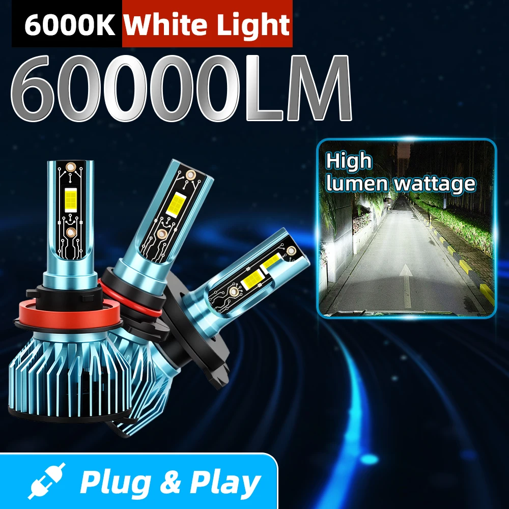 로드선 2개입 6000K H7 LED H1 H11 9005 HB3 9006 HB4 LED 자동차 헤드라이트 H4 9003 HB2 180W LED 자동차 전조등 고휘도 전구