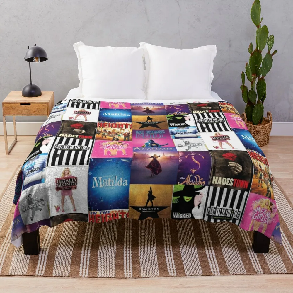 

Musical Playbill CollageThrow Blanket Blankets Sofas Of Knitted Decoration