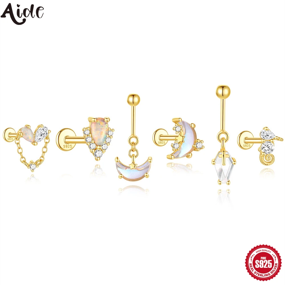 Boucles d'oreilles bohème avec zircon et opale en argent main image 0