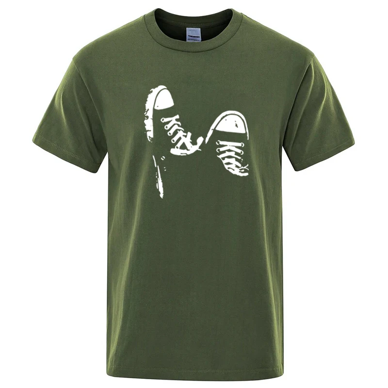 Sommermode für Männer: Hochwertiges Casual Kurzarm-T-Shirt mit Skate-Schuh-Print, Lässiges Cooles Hip-Hop Oberteil für Herren