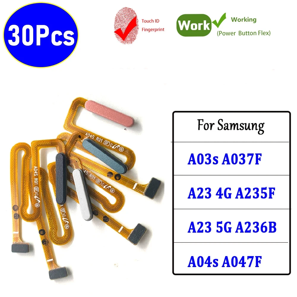 

30 шт., проверенный для Samsung A23 4G A235F 5G A236B A03S A04S сканер датчика отпечатка пальца, сенсорный идентификационный соединитель, меню, кабель для кнопки возврата