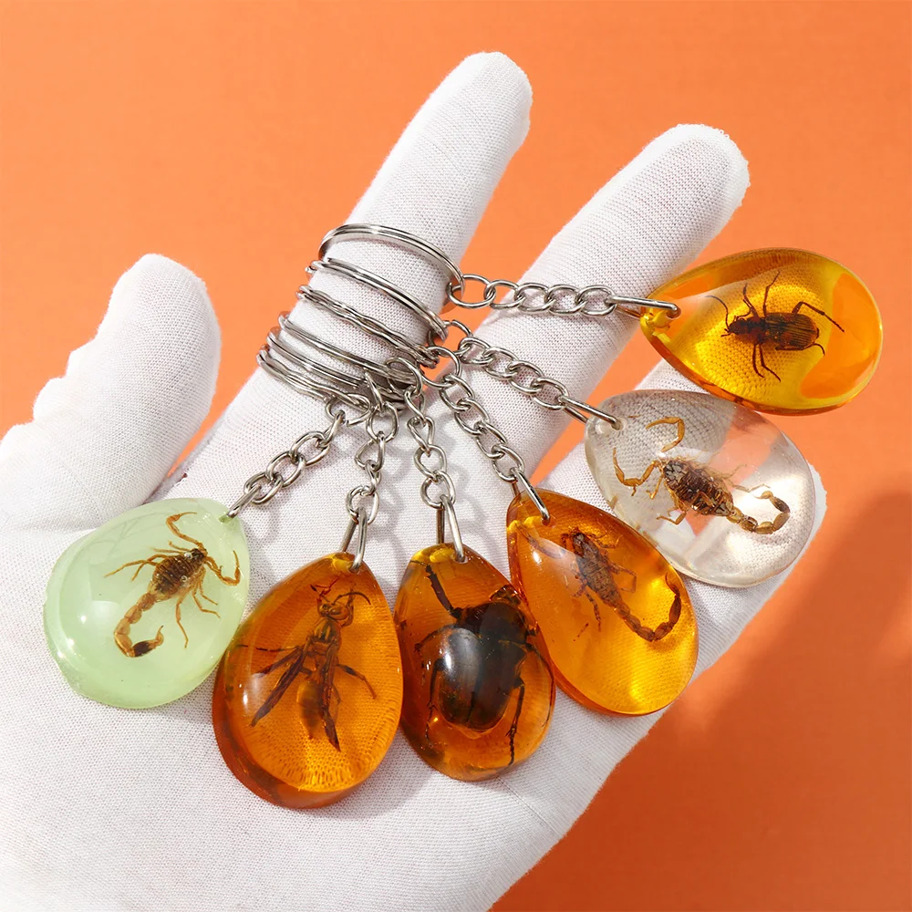 크리에이티브 전갈 키 체인, 자동차 열쇠 고리 키 홀더 야광운 전갈 앰버 펜던트 자동 펜던트 핸드백 지갑 펜던트 2023 