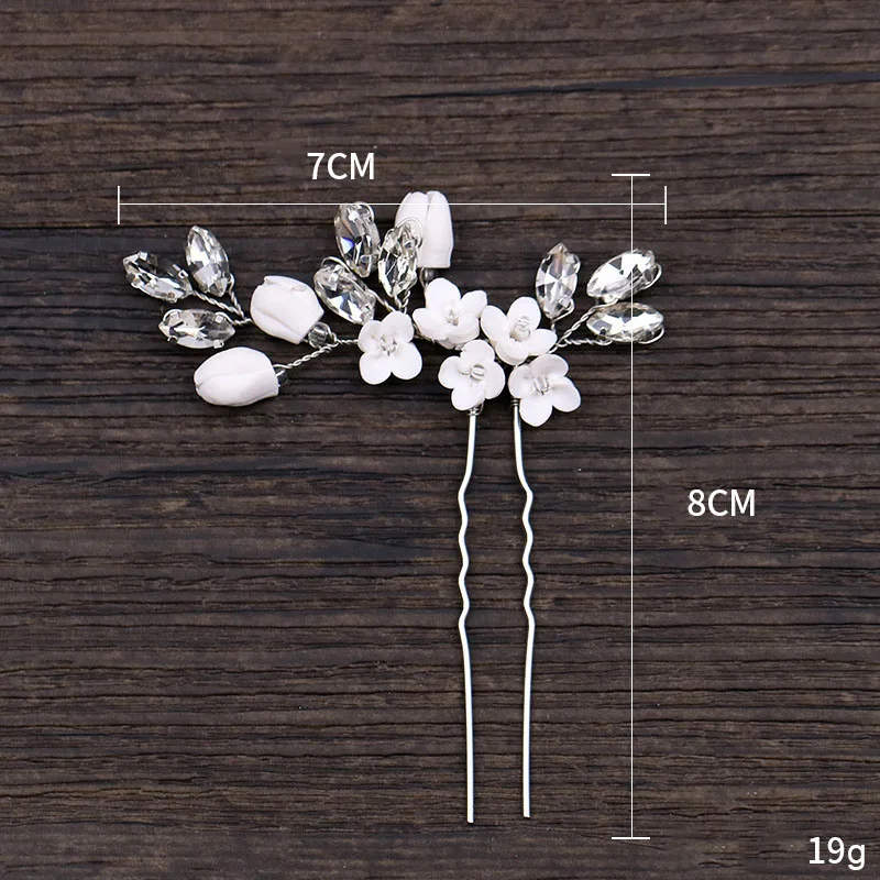Bridal Hair Accessories Hair Accessories Girls Hair Accessories Silver Rhinestone Clay Flower Headwear Wedding Bridal Hair Forks