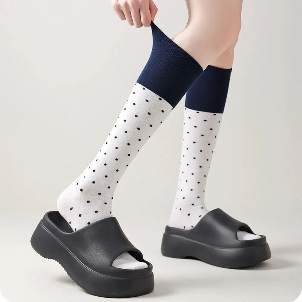 Süße koreanische Art lange Socken Baumwolle elastische Kniestrümpfe farblich passende Kniestrümpfe Frauen – Detail 6