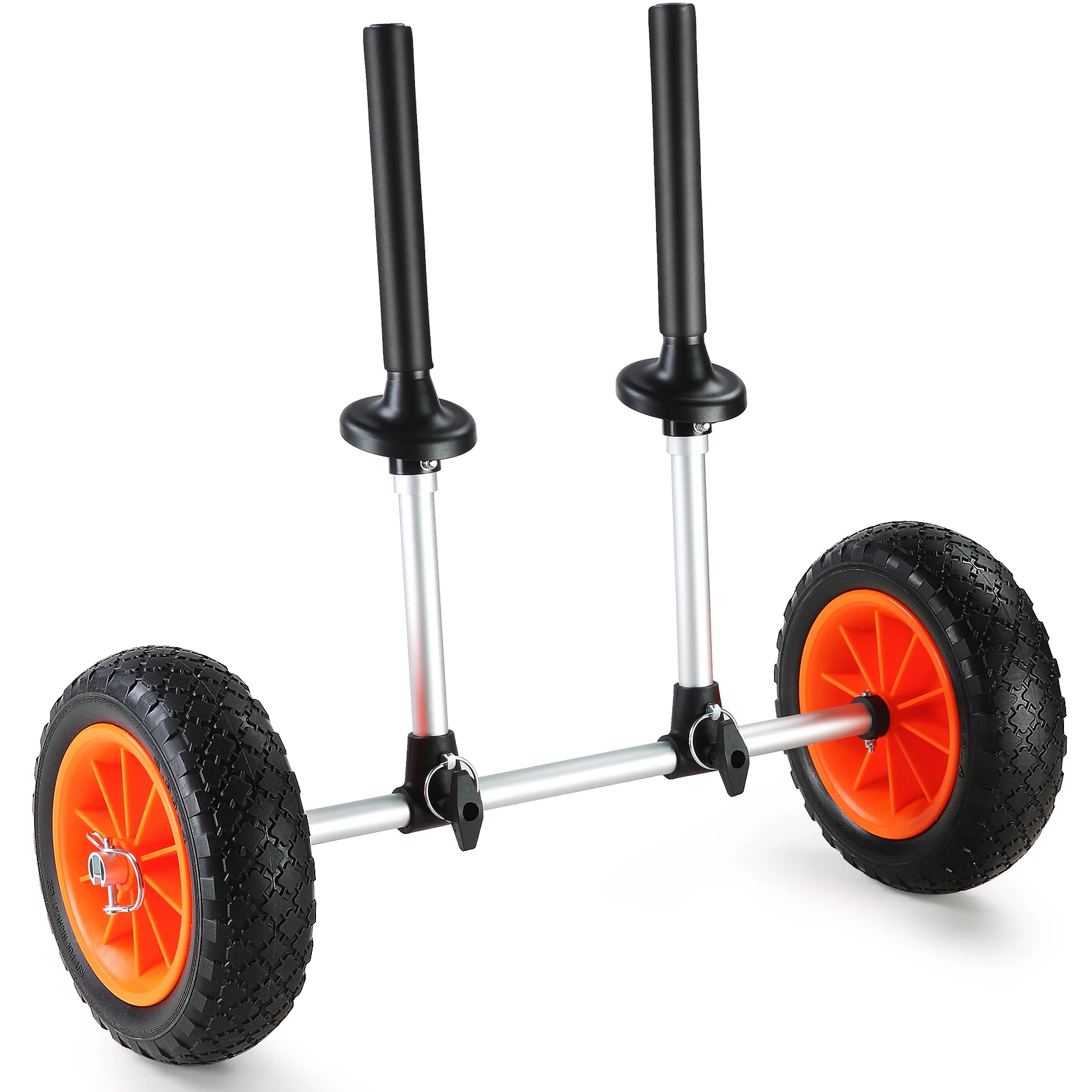 SucceBuy Chariot de kayak robuste, chariot de canoë amovible avec pneus solides de 10 pouces, largeur réglable et protection supérieure en mousse