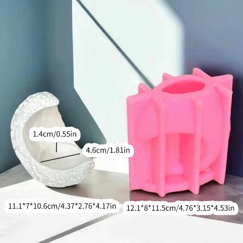 MXME Moon Holder Mold Handmade Concrete Gypsum Molds Silicone Candlesticks