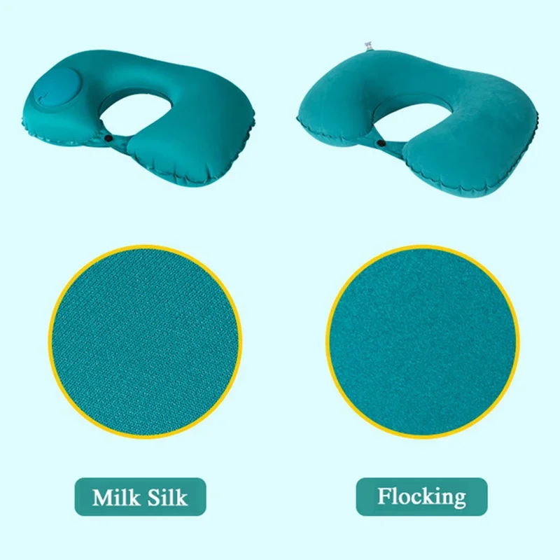 Inflatable Neck Air Pillow U Shape Neckrest Head Rest Portable Sleep Resting Folding Press Travel Pillow for Airplane Train Car