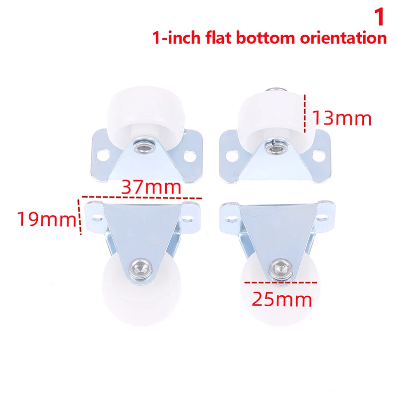 4pcs Wheel Castor White PP Nylon flat base Universal Swivel Casters  Furniture Dual Roller Wheel For Platform Trolley Chair - AliExpress