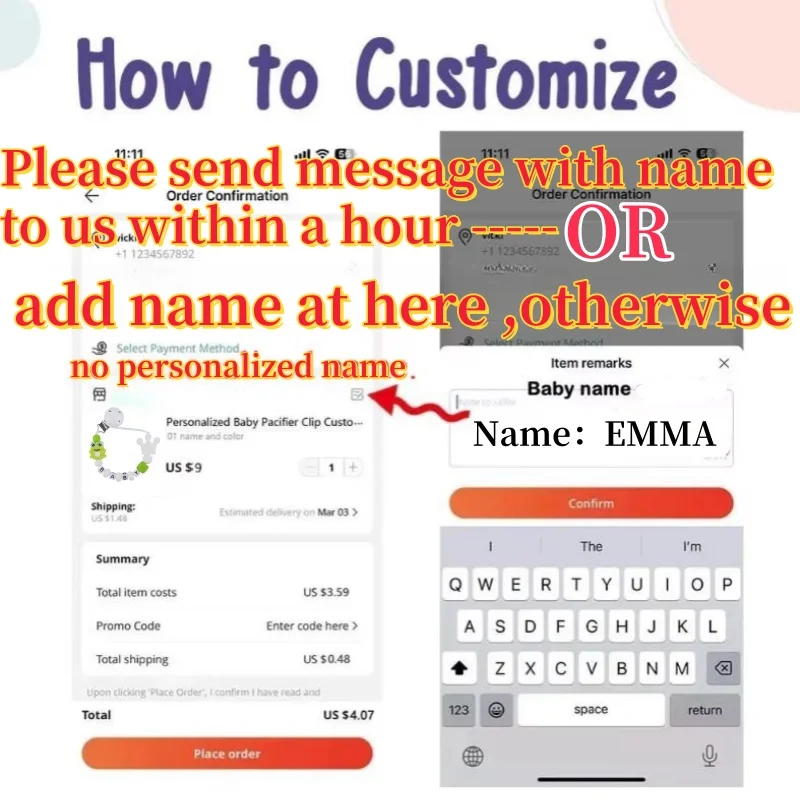 New Baby Pacifier Clips Personalized Name Teethers Toys Dummy Nipples Holder Clip Chain Babies Accessories Newborn Gifts Custom