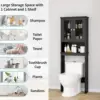 Over The Toilet Storage Cabinet, Bathroom Shelf Organizer with Anti-Tip Device Small Freestanding Space Saver, Black 3