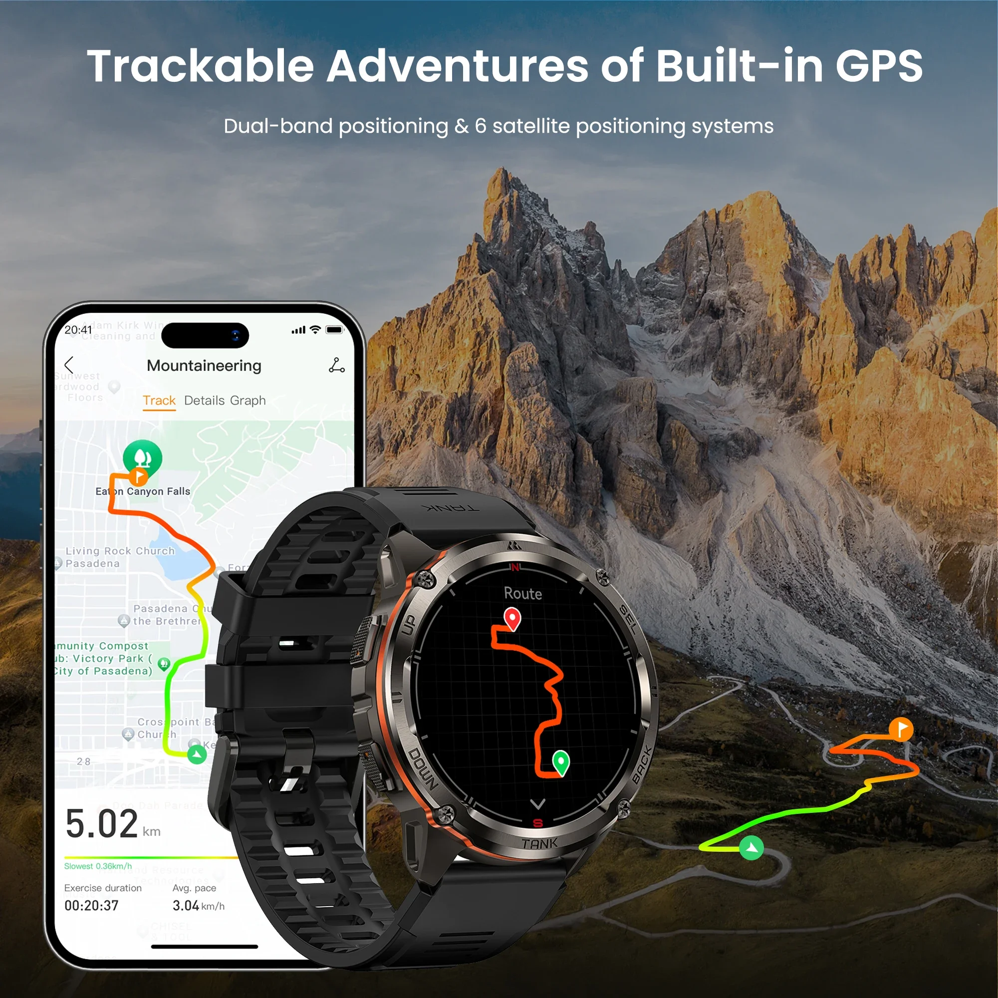KOSPET TANK T3 Ultra 2 GPS Smart Watch for Men Bluetooth Call 5ATM IP69K Waterproof Men's Watch Stainless Steel Health Monitor 2