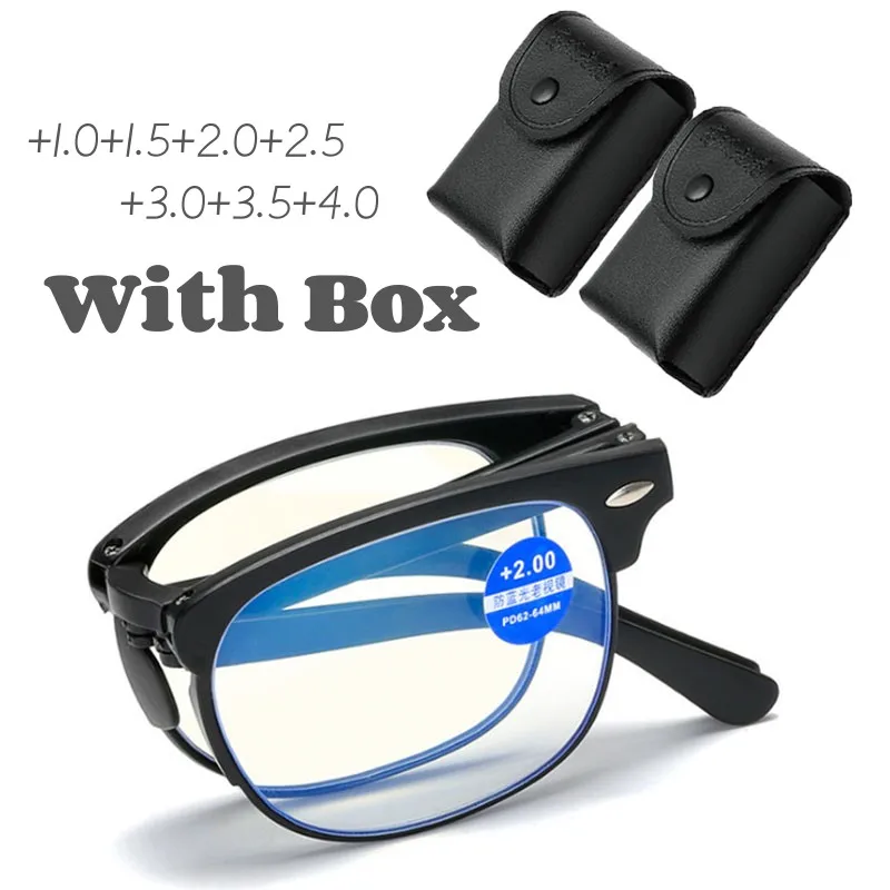 

High Quality HD Lens Reading Glasses for Men Women Fashion Half Frame Presbyopia with Glasses Box Classical Folding Eyeglasses