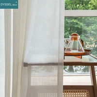 Modern Deco Linen Look Solid Home White Sheer European Style Window Curtains Grommet S Wave for Living Room Bedroom 3