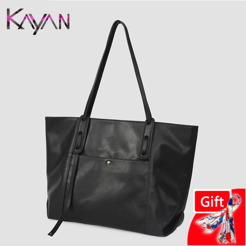 

Вместительная женская сумка-тоут из натуральной кожи, сумка для покупок из высококачественной воловьей кожи, женская сумка с одной ручкой и открытым карманом, 2024