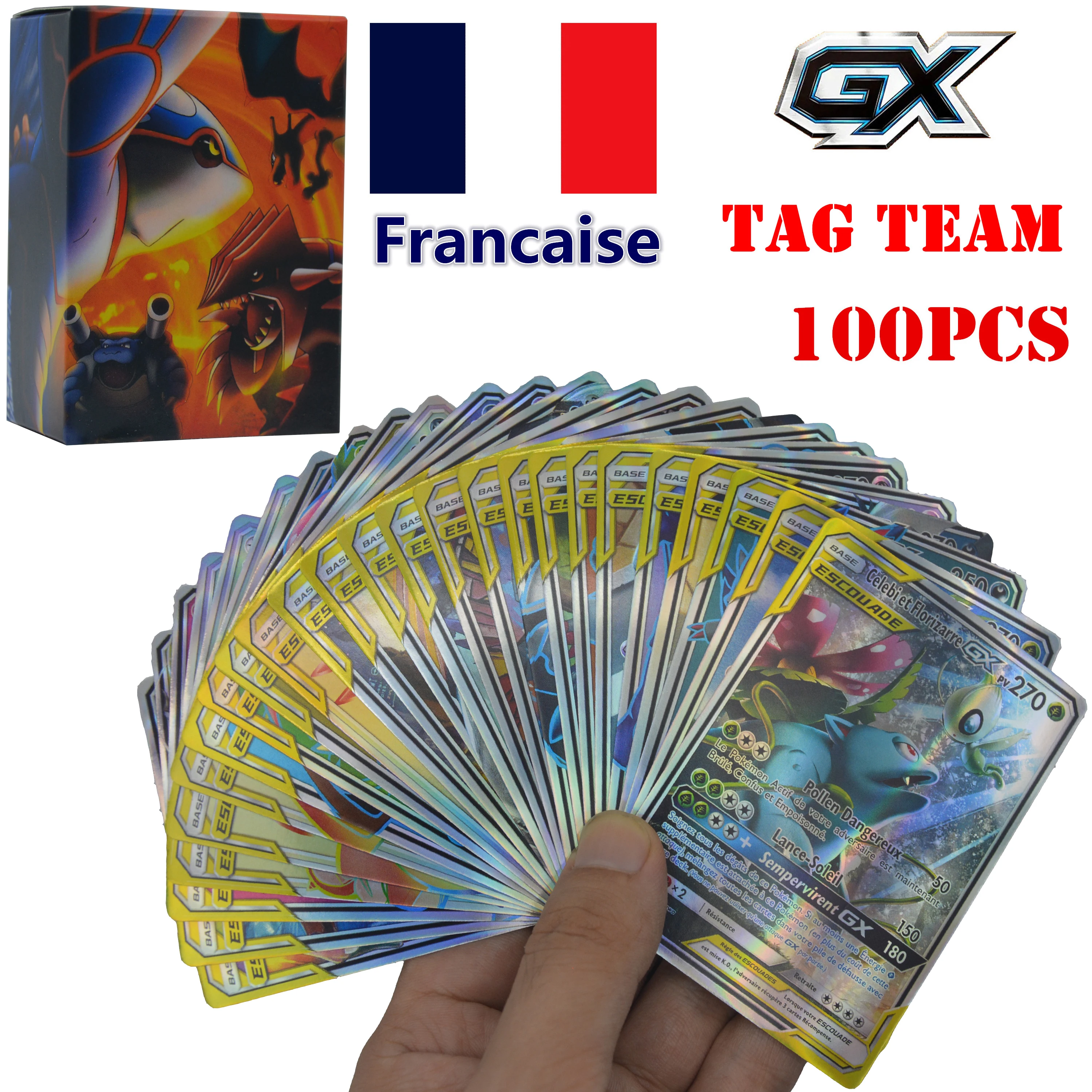 100pcs French Version Pokemon Card Featuring GX EX TAG TEAM VMAX MEGA Game  Cards