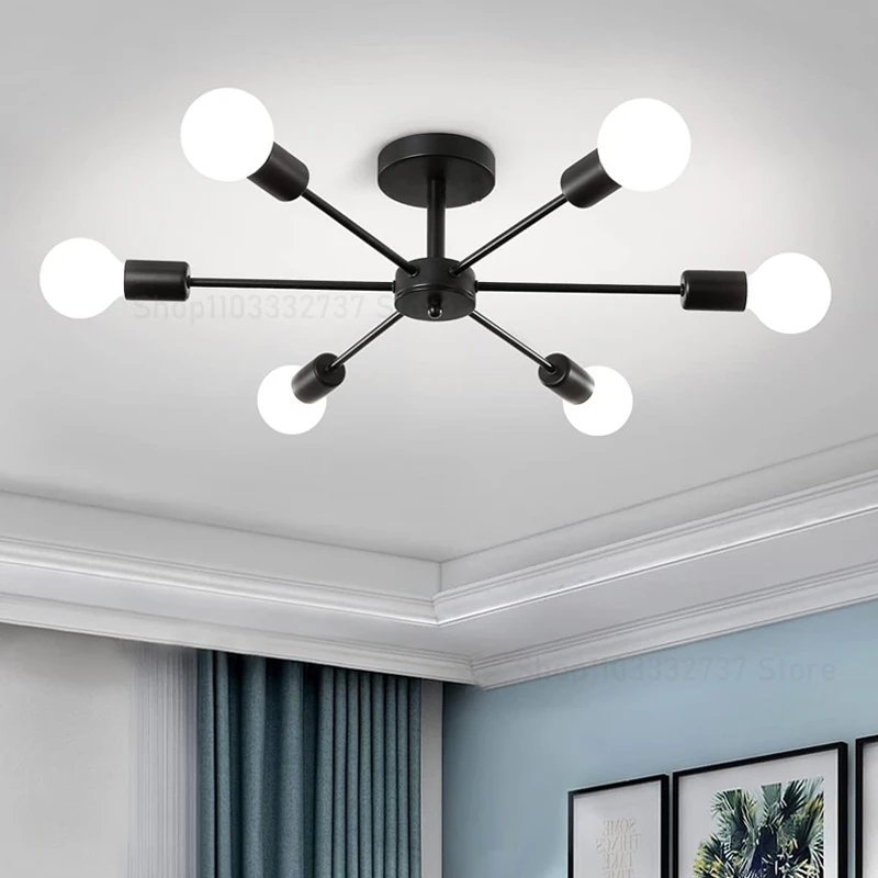Modern chandelier restaurant living room suspended ceiling light iron E27 home decoration led chandelier ceiling chandelier art lighting fixtures