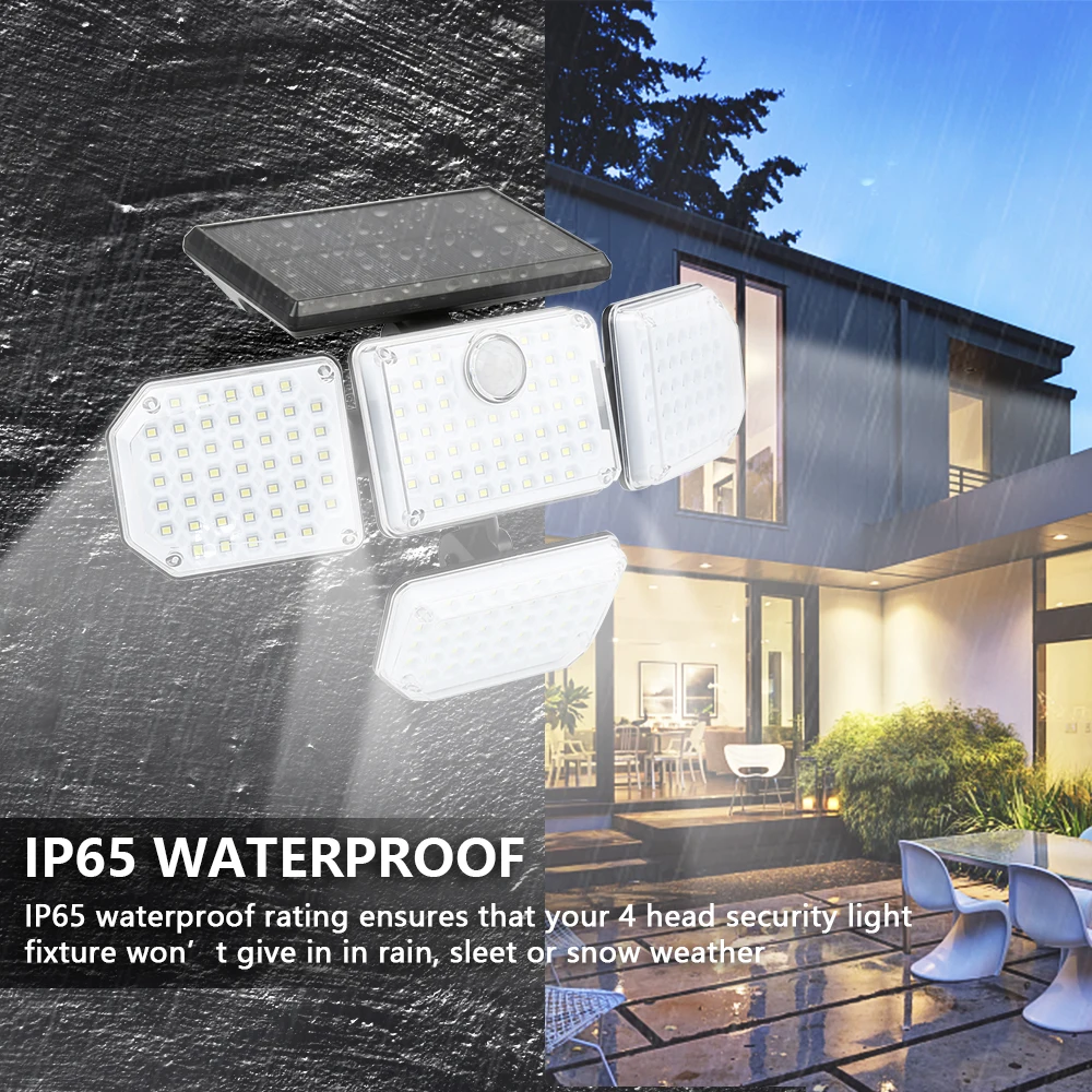 

Solar Lights Outdoor 182/112 LED Wall Lamp with Adjustable Heads Security LED Flood Light IP65 Waterproof with 3 Working Modes