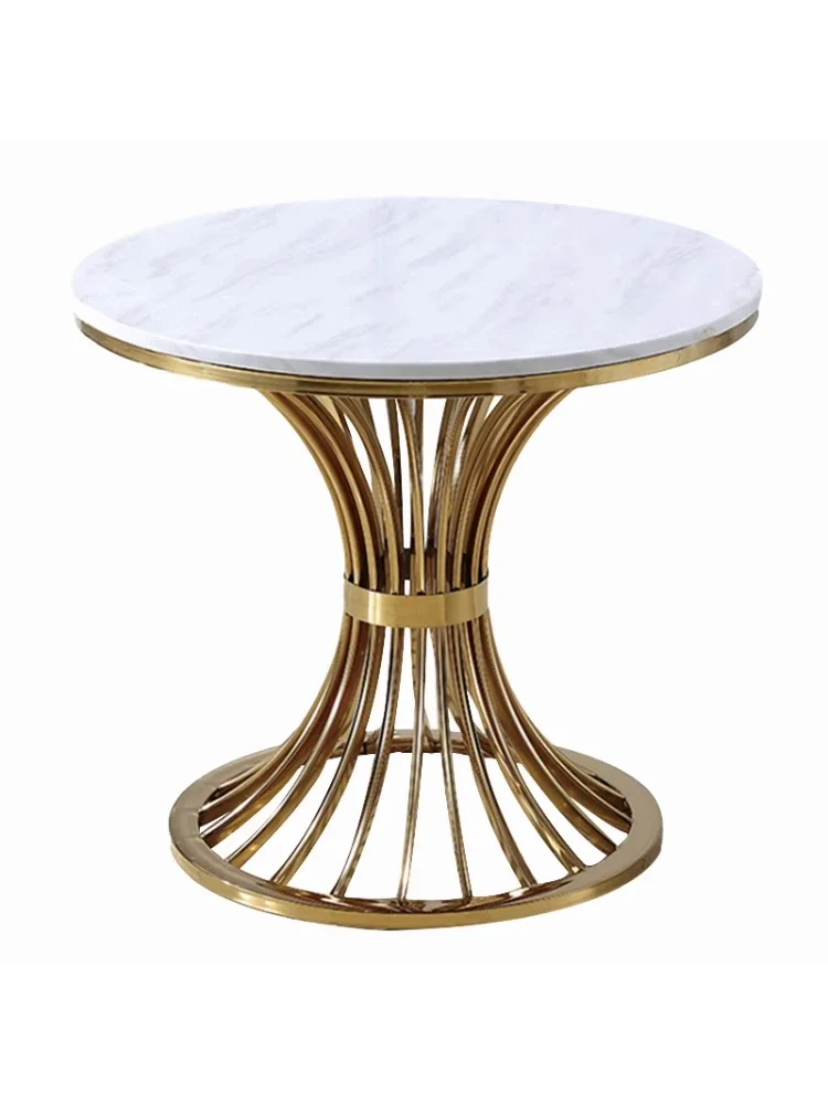 Luxe Marmeren Tafel Modern Appartement Banktafel Creatief Ijzeren Einde Bijzettafel Kleine Ronde Salontafel Gouden Ronde Tafel