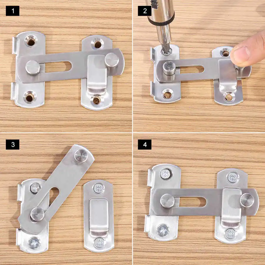 Stainless Steel Hasp Latch Lock Sliding Door Window Cabinet Locks Home Hotel Security Latch Pull Cabinet Latch Home Hardware