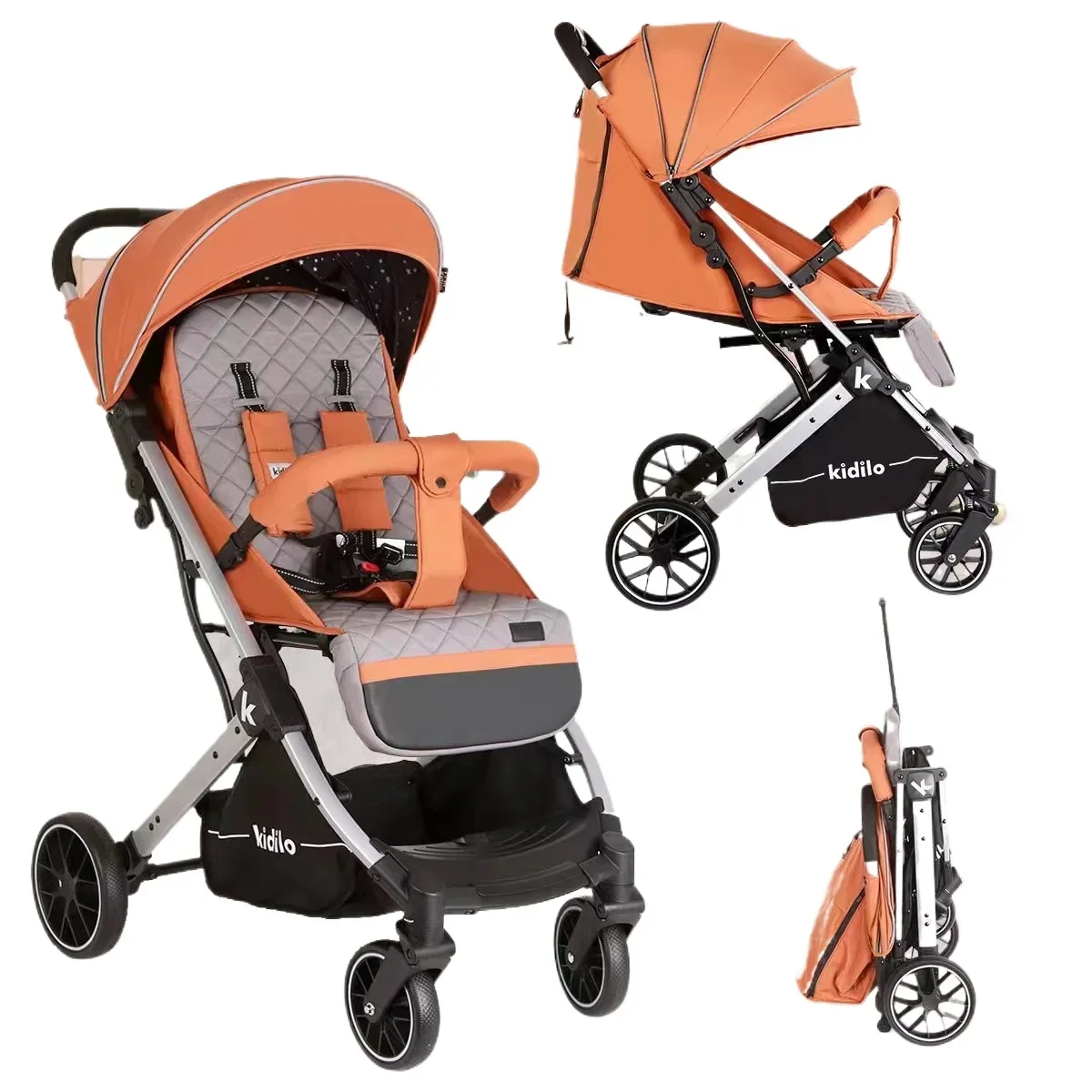 Lightweight baby stroller that can sit or lie down, with one click folding and high appearance, multifunctional baby stroller 1