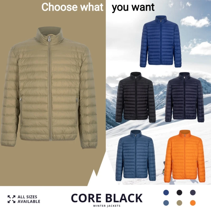 

COREBLACK Short Down Jackets for Men High Quality 90% White Duck Down Thermal Man Jackets Waterproof Windbreak Coat