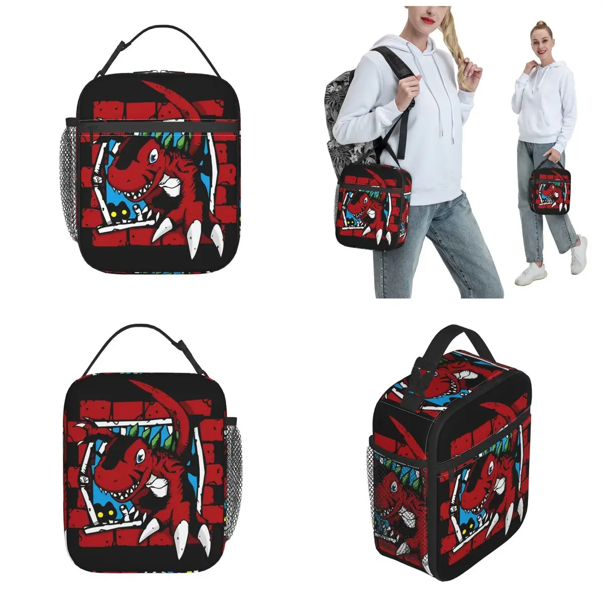 Digimon Tyrannomon Insulated Lunch Bags Thermal Bag 
Meal Container High Capacity Tote Lunch Box Girl Boy School Outdoor 3