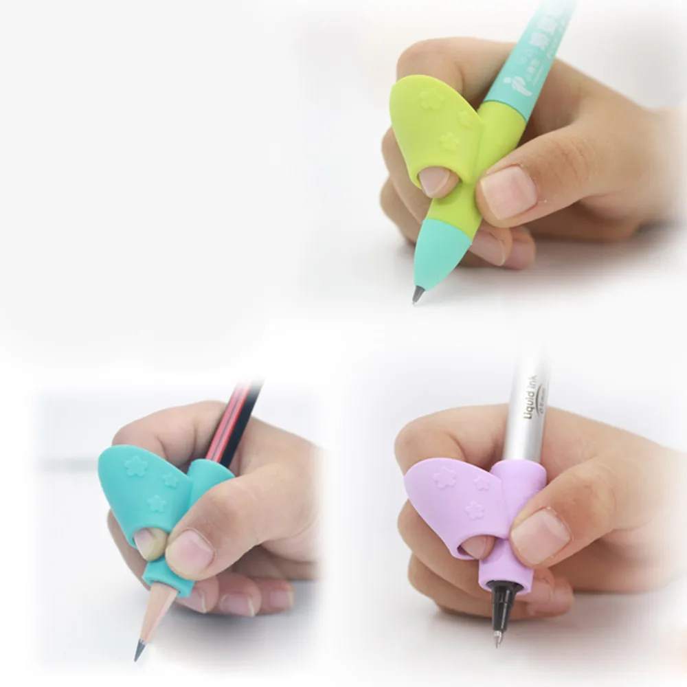 

1/3pcs Pencils Handle Right Hand Helps Children Learn Holding Pen Writing Posture Correction Magic Fits Pencil Soft Color Random