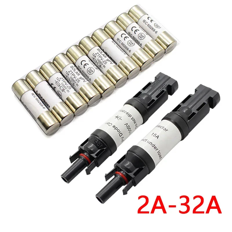 Solar Sicherungsstecker Set 5 Stück - 20A DC 1000V IP67 Wasserdicht Mit Anti-Rückfluss-Diode