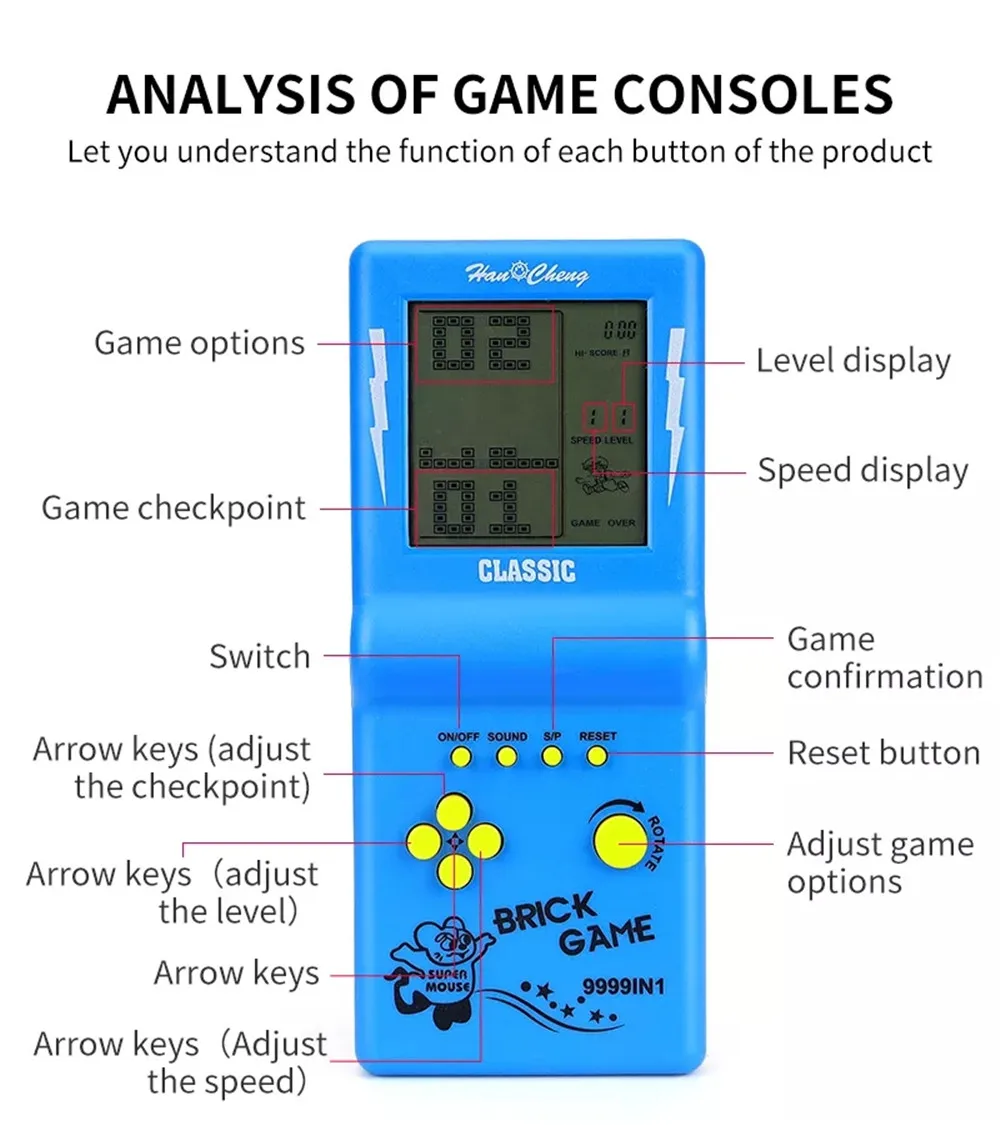 3,5 "Spielkonsole Für Tetris Konsole Retro Handheld Spiel Spieler Mini kinder Nostalgische Tasche Spiele Maschine Kinder Puzzle spielzeug – Detail 19