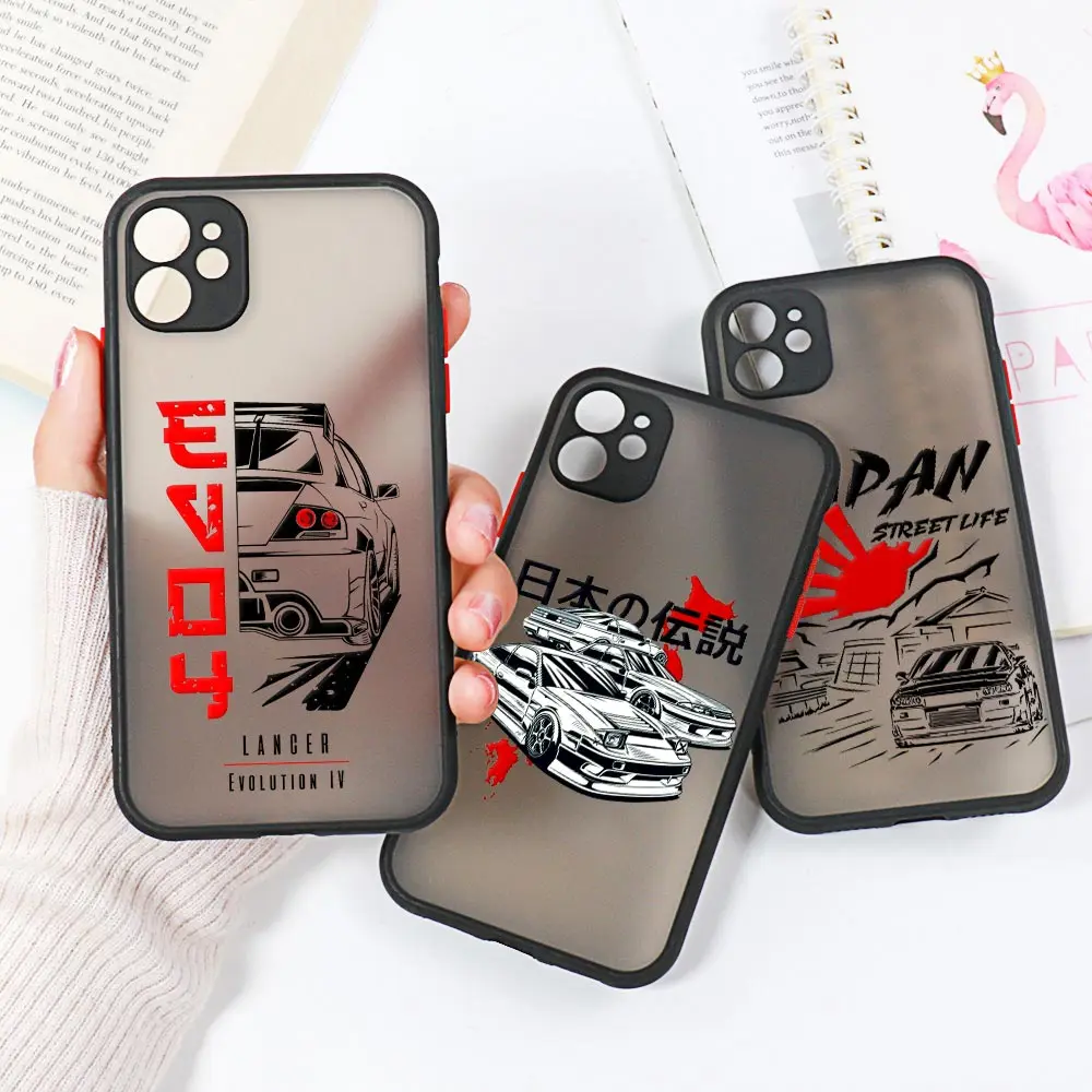 Anime Cartoon Tokyo Jdm Drift Car Coque Iphone14 Custodie Per Iphone 15 11 13 14 12 Pro Max Mini X Xs Se 7 8 Plus Cover Opaca Trasparente
