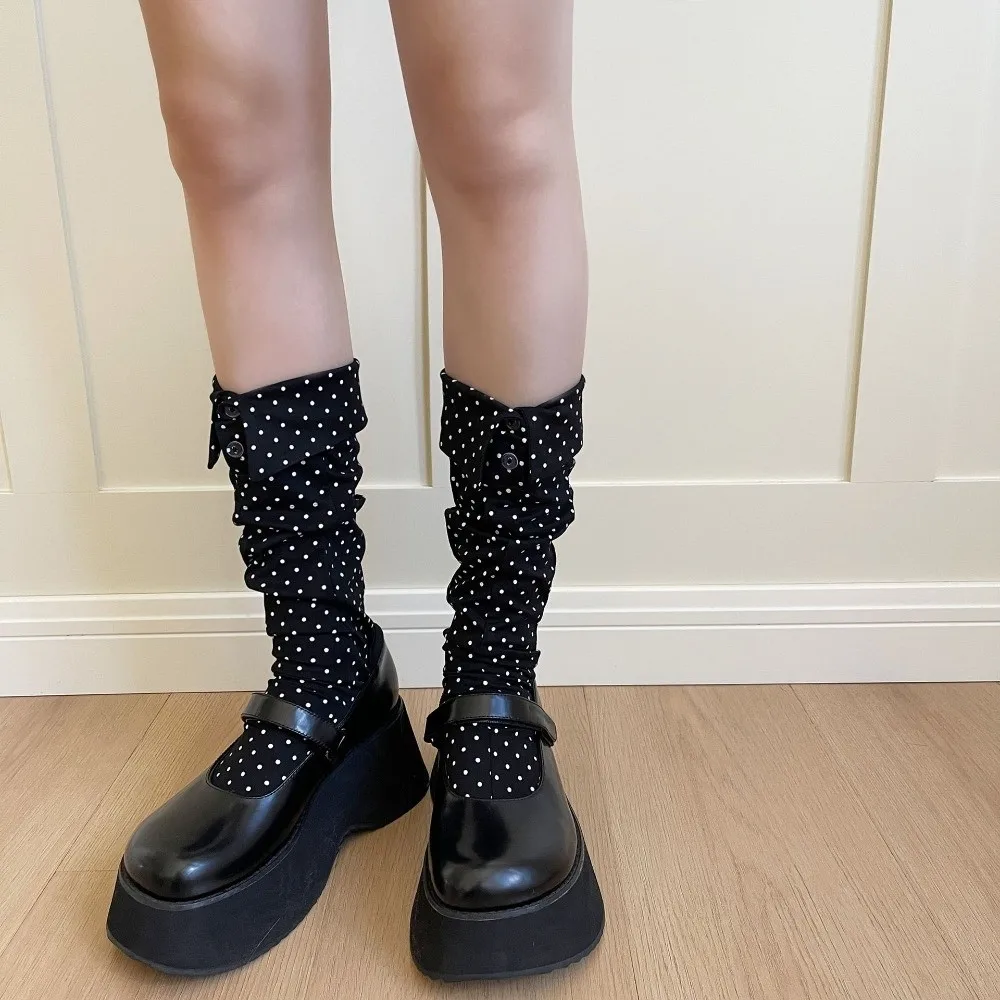 Einzigartige Knopf Flip Kragen Socken Neuheit Revers Polka Dot Socken Kreative Patchwork Kurze Knöchel Socken Streetwear – Detail 12