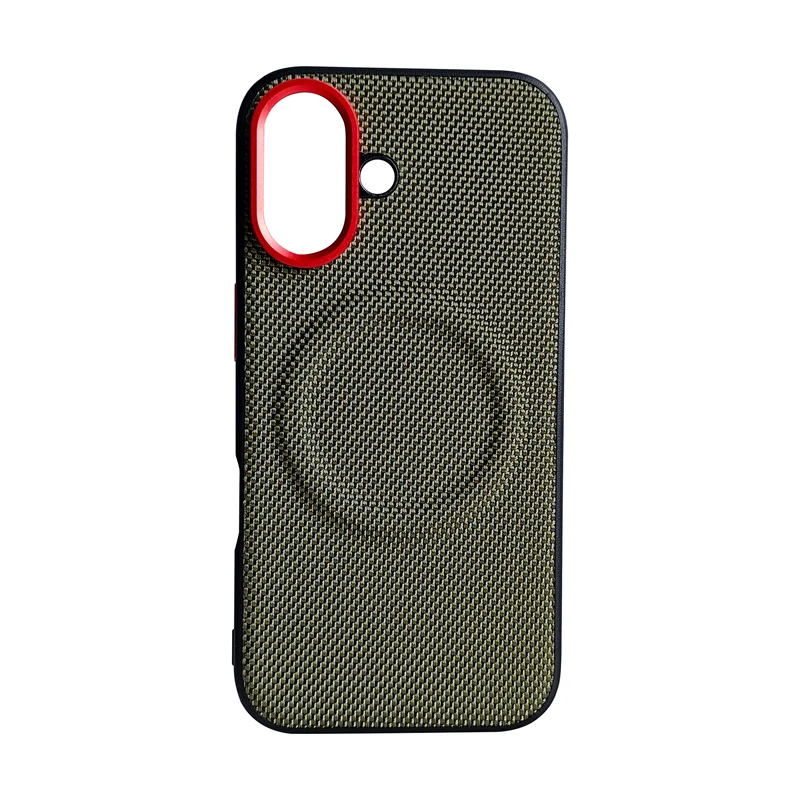 ELVEV Magnetic Luxury Weave PU Leather Anti-Fall Case with Wireless Charging Compatibility