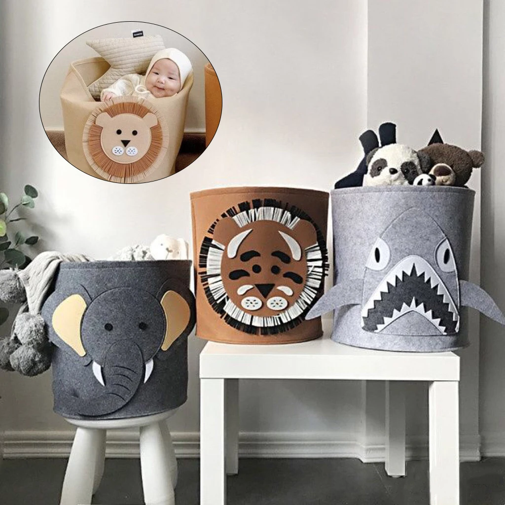 Cotton Animal Storage Basket Kids Toys Clothes Shoes Organizer Sundries Folding Storage Box Cabinet Home Basket Container 1
