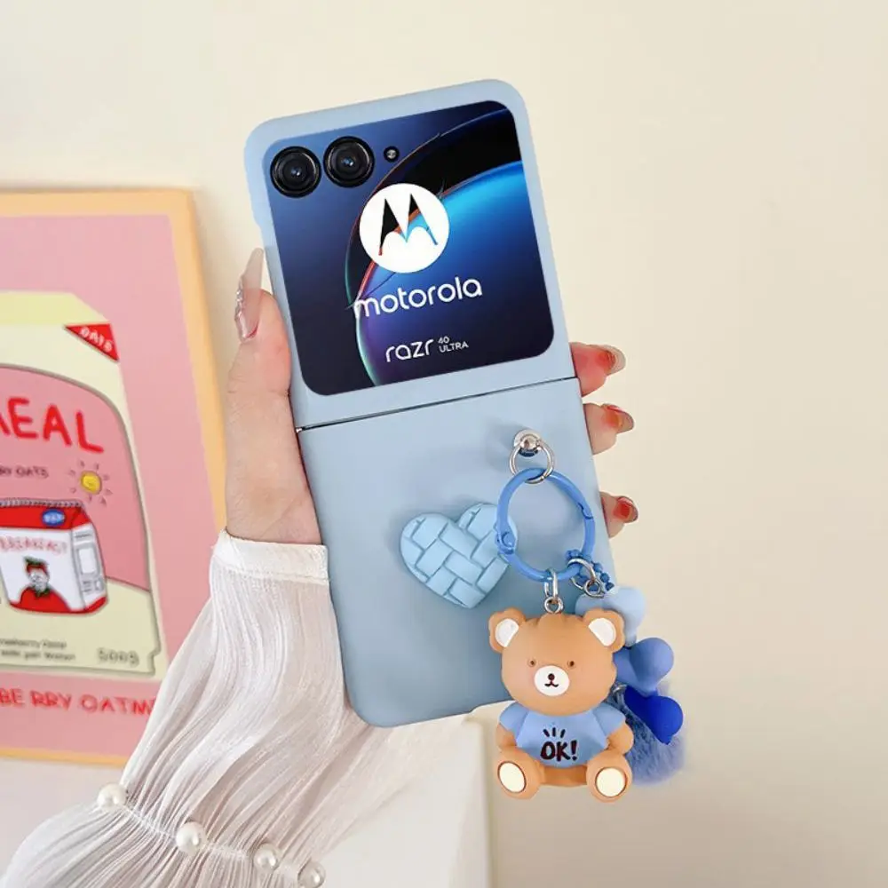 Cute Skin-Friendly Shockproof Hard Back Cover with Keychain Accessory