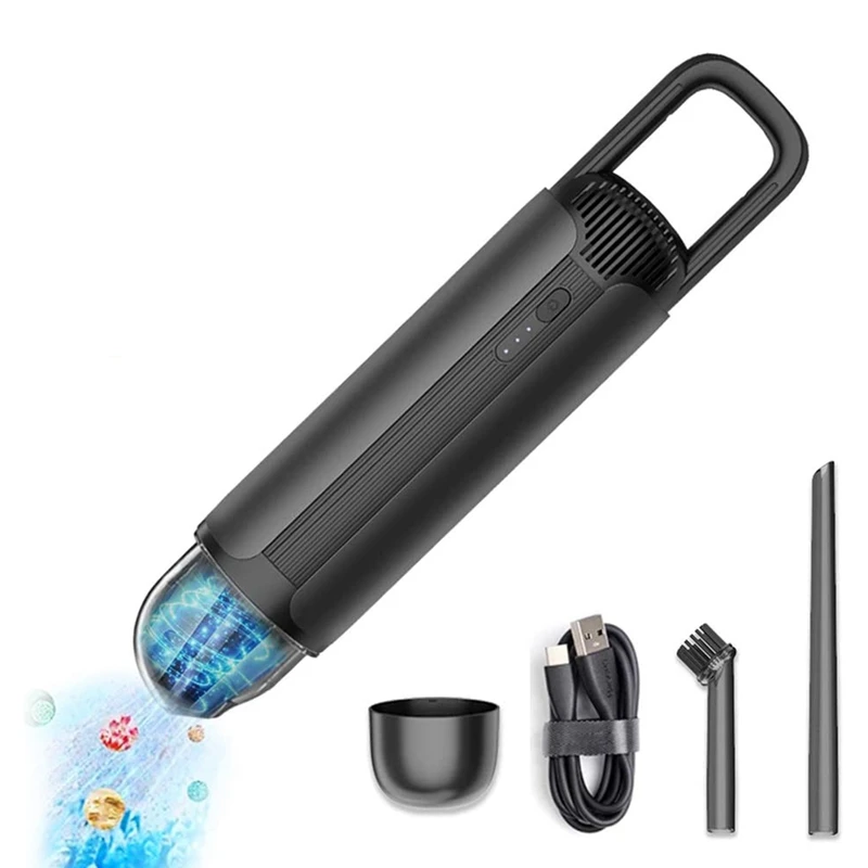 차량용 진공 청소기, 고출력 미니 휴대용 무선 핸드헬드 진공, USB 충전식 배터리 포함