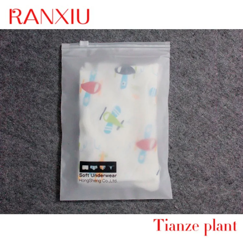 Printing Slide Matte/ Frosted Biodegradable Zipper Plastic Bag Clothing Tshirt Poly Zip Bag With Own