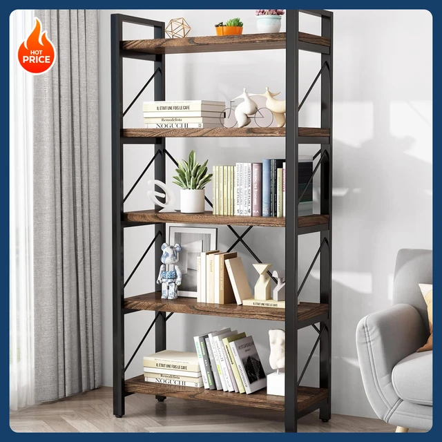 ] 5-Tier Rustic Industrial Bookshelf 1
