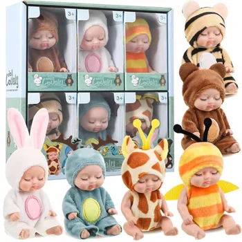 1/6 pezzi kit bambola rinata giocattolo simulazione bambole principessa giocattolo mini carino bambino che dorme con vestiti accessori regalo di compleanno per i bambini