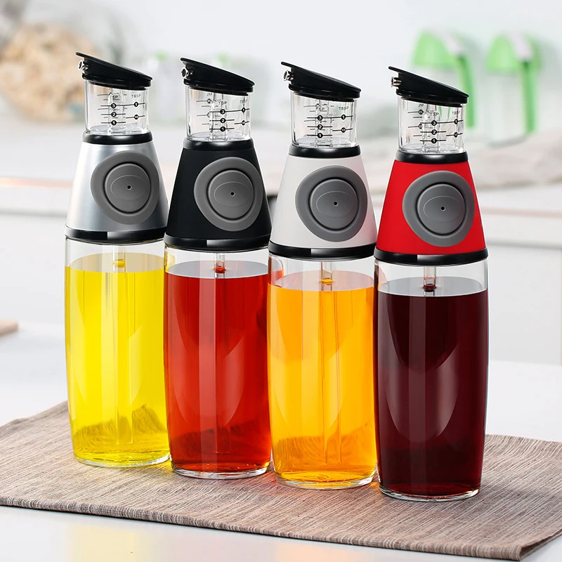 Superior Glass Oil and Vinegar Dispenser, Measuring Oil Pourer for Kitchen