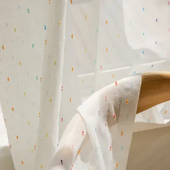 Tende trasparenti bianche con punti arcobaleno di dimensioni personalizzate per il soggiorno dei bambini, tende in tulle in stile pastorale per tende per finestre della camera da letto 1