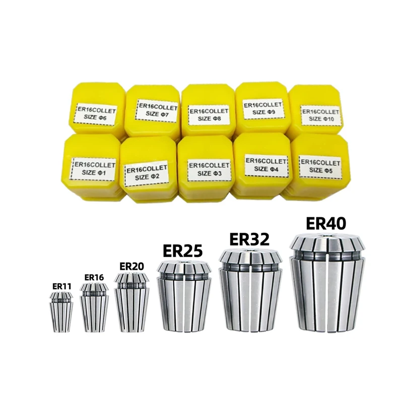 OUIO ER11 ER16 ER20 1/4MM 6.35MM 1/8MM 3.175MM 0.008Spring Collet High Precision Collet Set For CNC Engraving Machine Lathe Tool spring collet