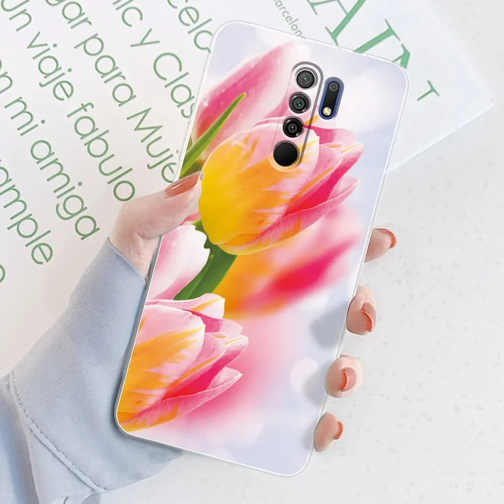 Elegant Watercolor Marble Transparent Silicone Soft TPU Case for 6.53-inch Smartphones - Protective Bumper Back Cover