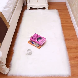 Plush Soft Sheepskin Bedroom Carpet Imitation Wool Pad Long Hair Rug Sofa Cushion White Rugs Red Living Room Fur Carpet 25*36cm
