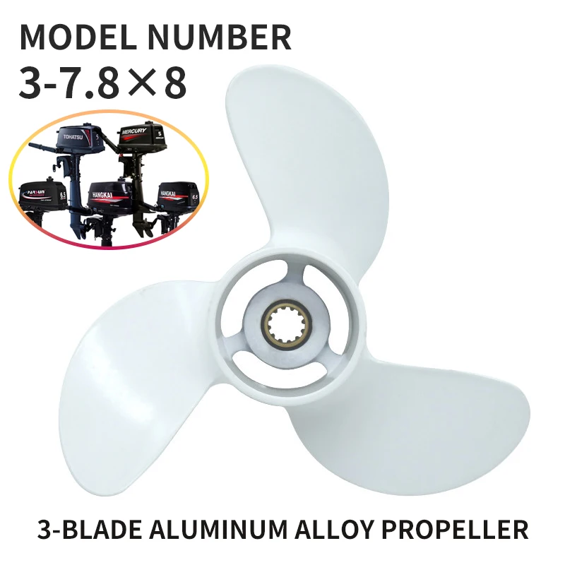 3 Blade Aluminum Alloy 12-Tooth Outboard Engine Propeller Suitable for TOHATSU MERCURY 2-Stroke 5,PARSUN 2-Stroke6.5，HANGKAI