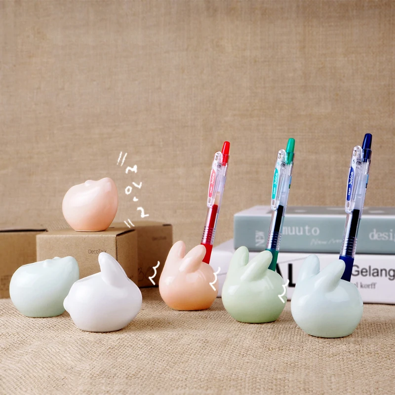 Decorative Ceramic Toothbrush Holder Sandstone Creative Toothbrush Holder Mini Animal Ornaments Bathroom Decoration Accessories