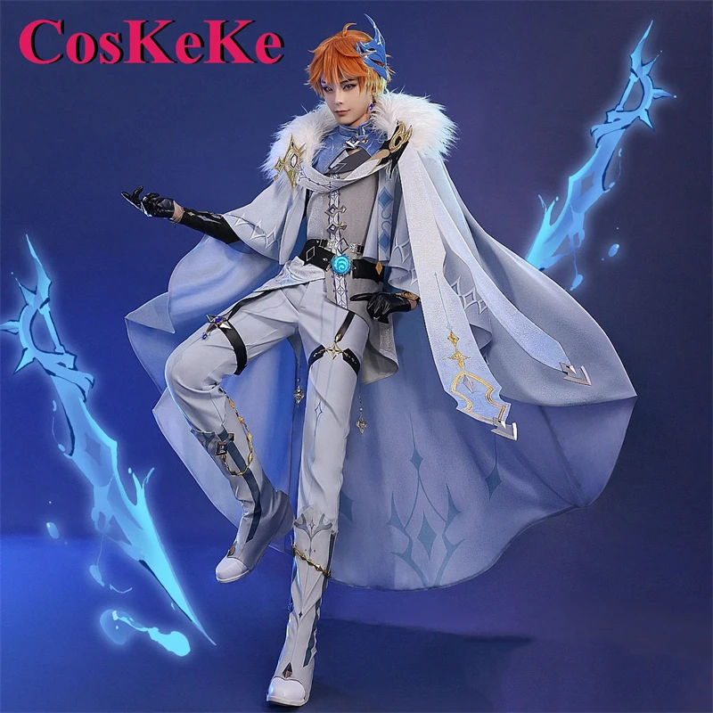 

【In Stock】CosKeKe Tartaglia Cosplay Anime Game Genshin Impact Costume Winter Polar White Star Uniforms Men Role Play Clothing