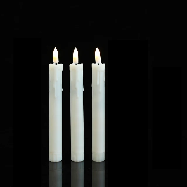 Bougies LED sans flamme à lumière chaude, 3 ou 6 pièces, avec télécommande, bougies coniques courtes/longues décoratives pour pièce de 6.5/7/10/11 pouces 4